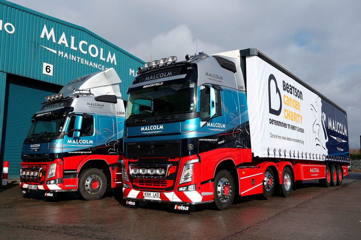 Malcolm Group trucks liveried for the Beatson Cancer Charity